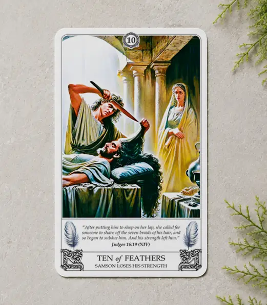 Biblical Tarot card showing a Scripture reference